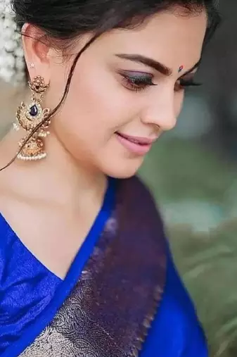 Royal blue art silk woven saree with zari work