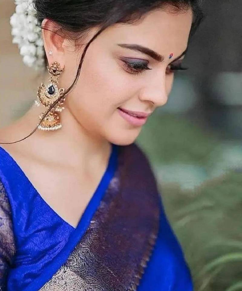 Royal blue art silk woven saree with zari work