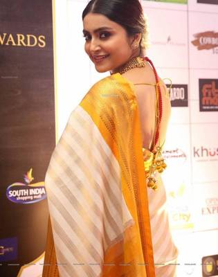 Off white art silk woven saree with zari work 4