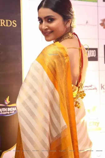 Off white art silk woven saree with zari work