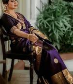 Purple art silk woven saree with zari work