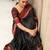 Black art silk woven saree with zari work
