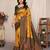 Yellow art silk woven saree with zari work