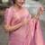 Pink art silk woven saree with zari work