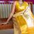 Light yellow art silk woven saree with zari work