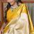 Light yellow art silk woven saree with zari work