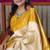 Light yellow art silk woven saree with zari work