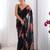 Black silk blend printed saree with floral print