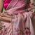 Light pink silk blend printed saree with floral print