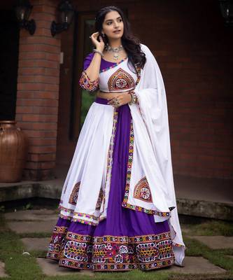 purple heavy ghamthi work readymade chaniya choli with dupatta - full stitched free size 1