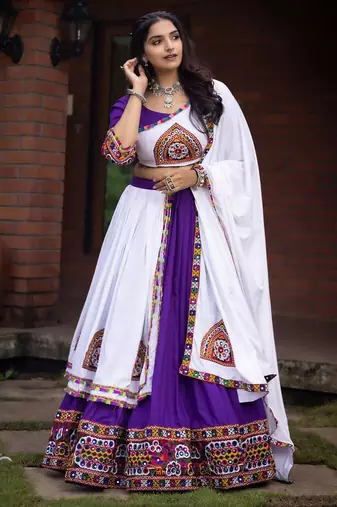 purple heavy ghamthi work readymade chaniya choli with dupatta - full stitched free size