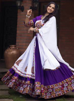 purple heavy ghamthi work readymade chaniya choli with dupatta - full stitched free size 2
