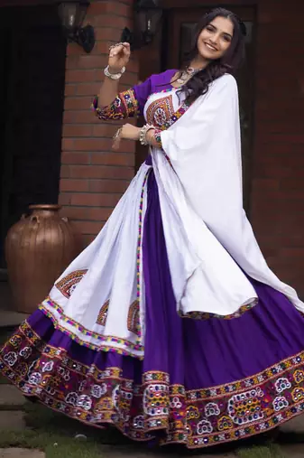 purple heavy ghamthi work readymade chaniya choli with dupatta - full stitched free size