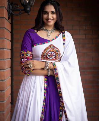 purple heavy ghamthi work readymade chaniya choli with dupatta - full stitched free size 3