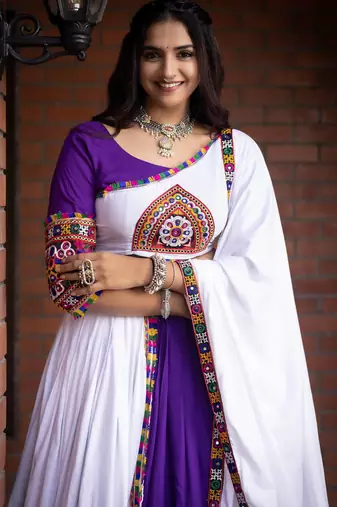 purple heavy ghamthi work readymade chaniya choli with dupatta - full stitched free size