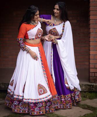 purple heavy ghamthi work readymade chaniya choli with dupatta - full stitched free size 4