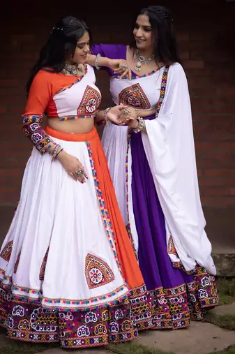 purple heavy ghamthi work readymade chaniya choli with dupatta - full stitched free size