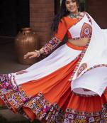 orange heavy ghamthi work readymade chaniya choli with dupatta - full stitched free size