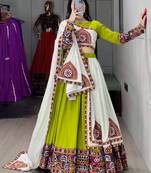 parrot heavy ghamthi work readymade chaniya choli with dupatta - full stitched free size