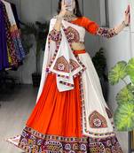 orange heavy ghamthi work readymade chaniya choli with dupatta - full stitched free size
