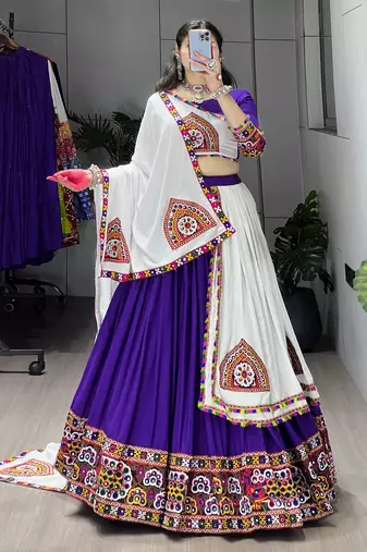purple heavy ghamthi work readymade chaniya choli with dupatta - full stitched free size