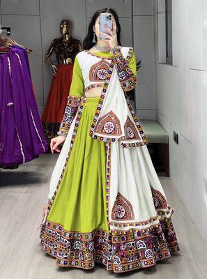 parrot heavy ghamthi work readymade chaniya choli with dupatta - full stitched free size 3