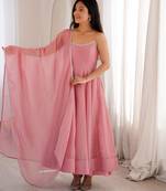 Beautiful Pink Colour Anarkali Suit Set Beautiful Gown