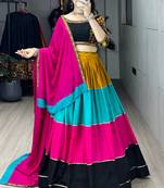 rayon cotton navratri lehenga choli with dupatta - full stitched free size