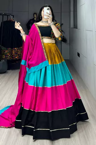 rayon cotton navratri lehenga choli with dupatta - full stitched free size