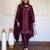 Wine american silk blend palazzo suit set with tibby silk dupatta