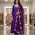 Purple roman silkblend embroidered kurta pant set with organza dupatta