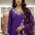 Purple roman silkblend embroidered kurta pant set with organza dupatta