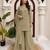 Sage green faux georgette palazzo suit set with thread & sequin embroidery