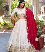 white silk blend embroidered traditional lehenga-choli