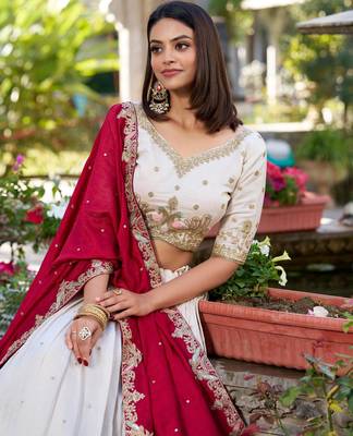 white silk blend embroidered traditional lehenga-choli 2