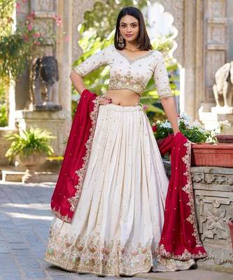 white silk blend embroidered traditional lehenga-choli 3