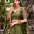 green silk blend embroidered traditional lehenga-choli