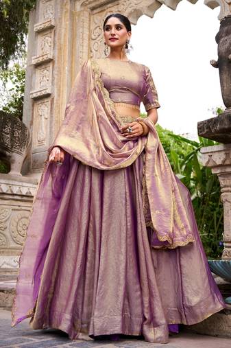 purple silk blend embroidered traditional lehenga-choli