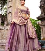 purple silk blend embroidered traditional lehenga-choli