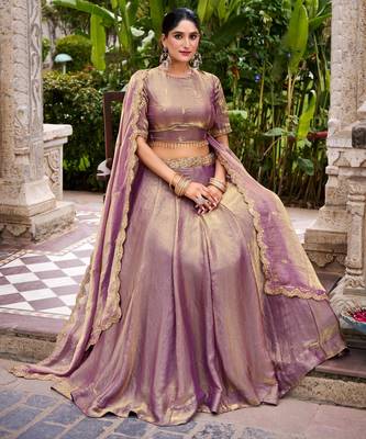 purple silk blend embroidered traditional lehenga-choli 2