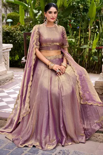 purple silk blend embroidered traditional lehenga-choli