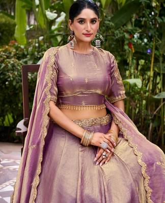 purple silk blend embroidered traditional lehenga-choli 3