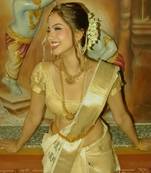 Ivory tusser silkblend saree with designer weaving border & embroidered kalamkari design