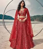 red net embroidered traditional lehenga-choli
