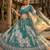 teal green silk blend printed fashion lehenga-choli