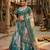 teal green silk blend printed fashion lehenga-choli
