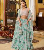 grey georgette embroidered traditional lehenga-choli