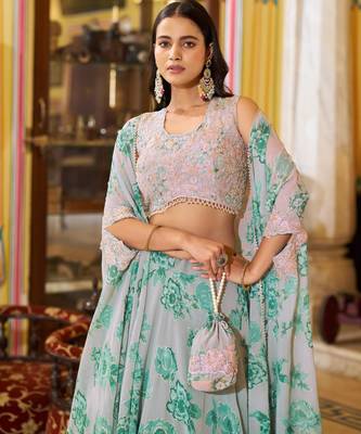 grey georgette embroidered traditional lehenga-choli 2