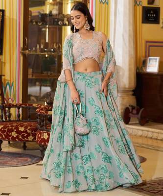grey georgette embroidered traditional lehenga-choli 3