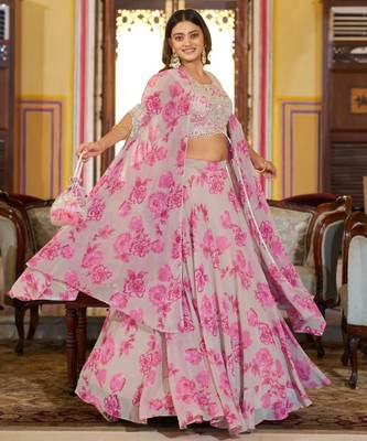 pink georgette embroidered traditional lehenga-choli 1